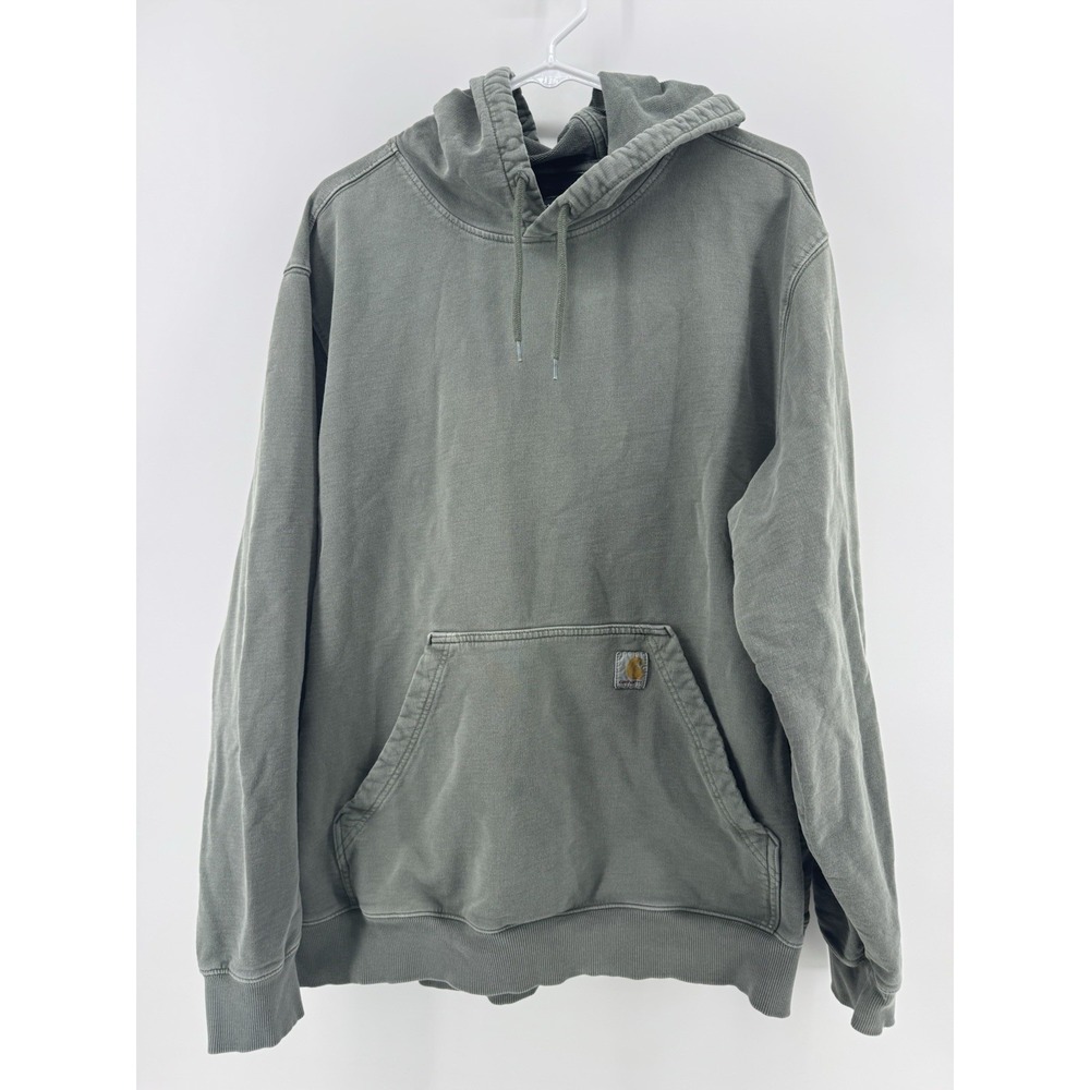 Carhartt Green Logo Hoodie Mens SZ L Relaxed Fit